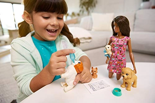 FXH09 - Brown Doll 4 Dogs Ages 3+