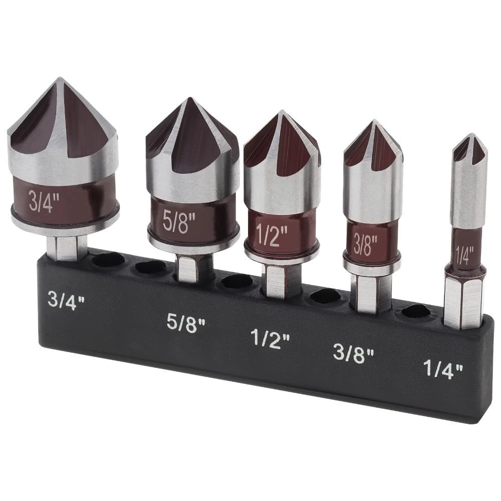 Emstar Countersink Drill Bit Set - M2 highspeed steel 5PCS 146 mm 3810 mm 1213 mm 5816 mm 3419 mm