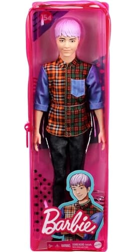 Ken Boy Doll - Lavender Purple Hair Check and Denim Shirt