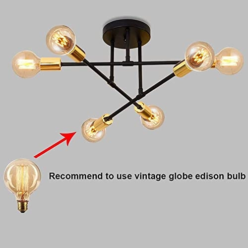 Retro Metal Chandelier Sputnik - E27 6 Lights Gold