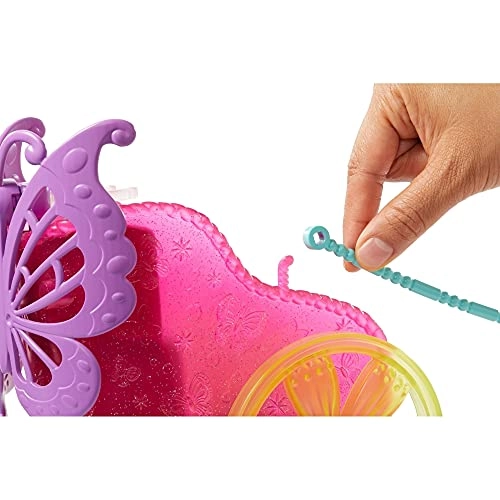 Barbie Dreamtopia Princess Doll - 11.5-in Blonde + Fantasy Horse - Translucent Yellow Wings + Chariot - Vibrant Pink