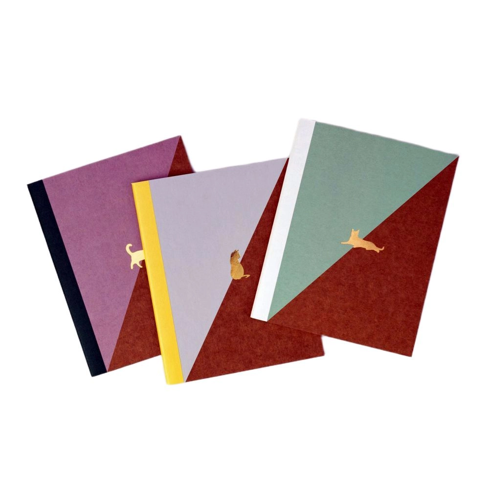 SUCK UK Cat Notebooks - 68 Pages Set of 3 1 Lined 1 Grid 1 Dots Set