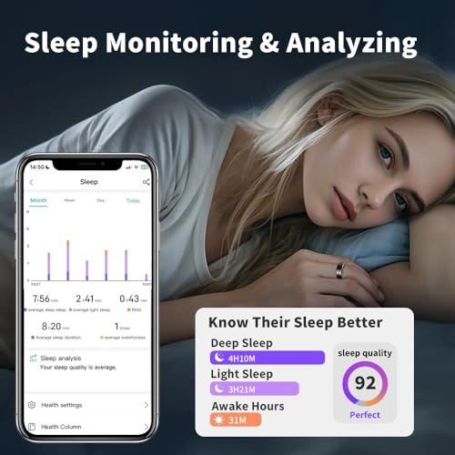 Ceramic Touch Smart Ring - Heart Rate Blood Oxygen 5ATM Waterproof