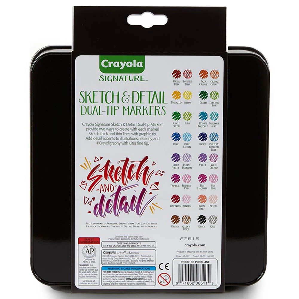Brush & Detail Dual-Ended Markers - 32 complementary colors brush tip ultra-fine tip
