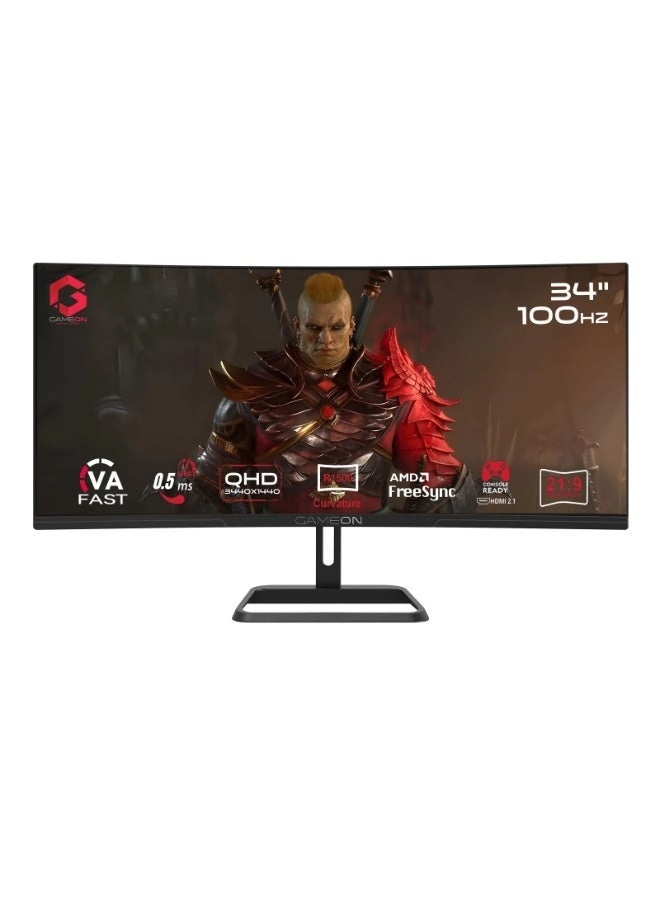 GameOn 34 Inch Curved WQHD Gaming Monitor - GOC34WQHD100VA 34 in 3440x1440