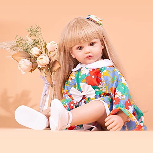 Reborn Baby Doll - 24 Inch Vinyl Cotton Body Pink Yarn Skirt Ages 3+