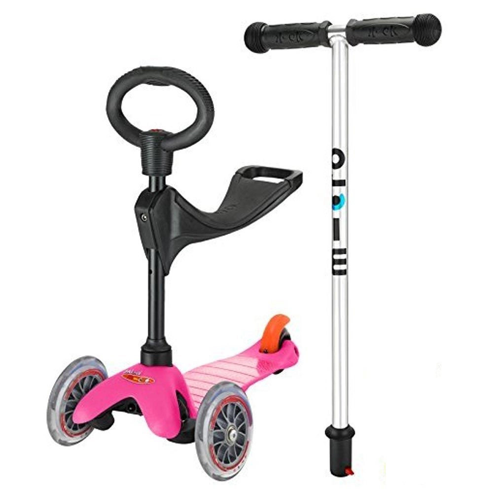 Mini 3 in 1 Deluxe Eco 3-Wheel Kick Scooter – 120mm LED + Seat