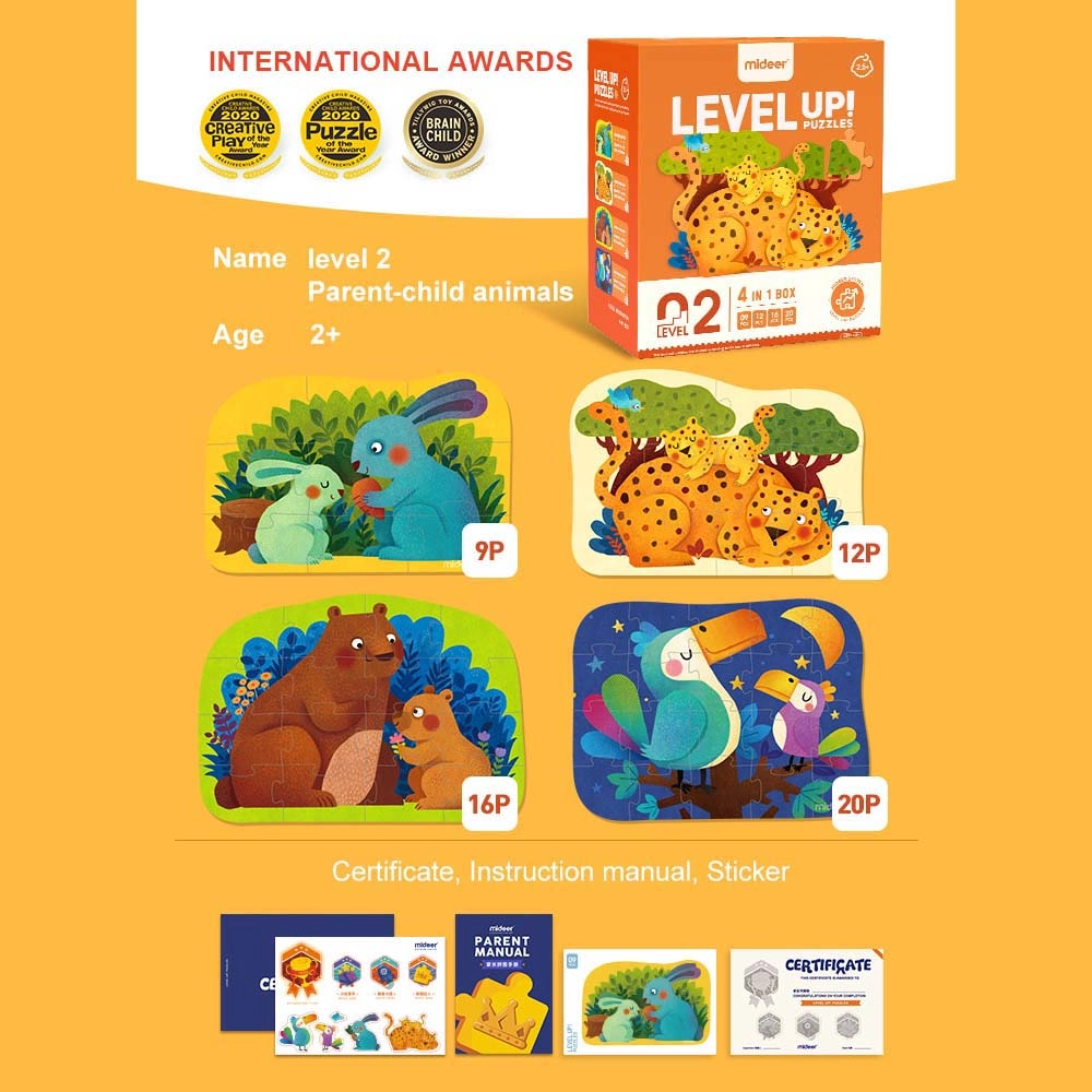 Level Up Puzzles Animals - 4-in-1 Puzzle (TOP-CT7033)