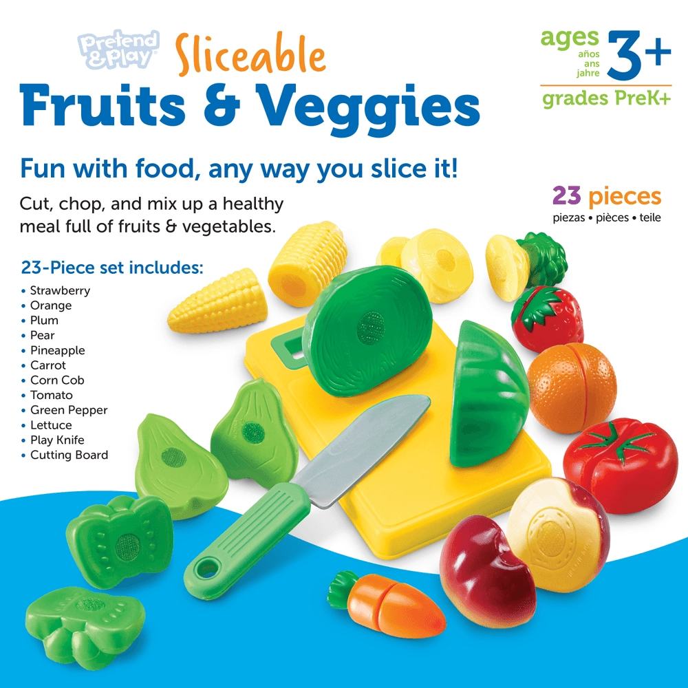 Pretend And Play Sliceable Fruits And Veggies Set - Suitable for 3 years and above 23 Pcs