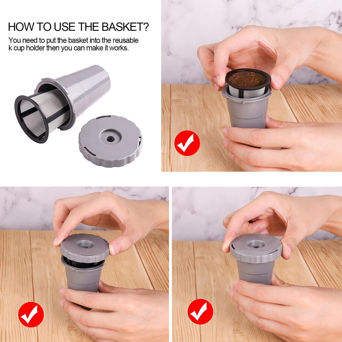 My K-Cup Reusable Coffee Filter - Fits B30 B40 B50 B60 B70 Series Gray 3 Pack