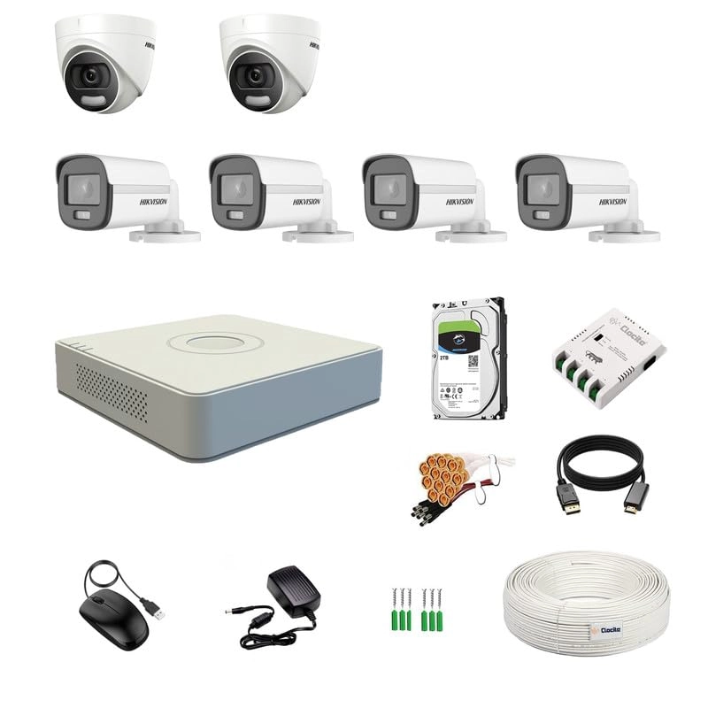 8CH DVR - 8CH + Dome Camera - 5MP + Bullet Camera + 2TB HDD + CCTV Coaxial Cable + 8CH Power Supply + BNC & DC Connectors
