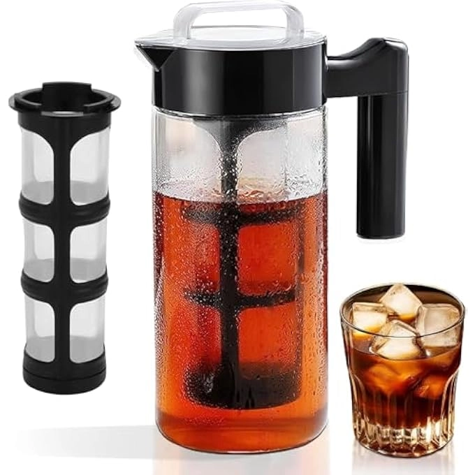 Azonee Cold Brew - 44Oz 1300Ml Glass Pitcher Nylon Filter