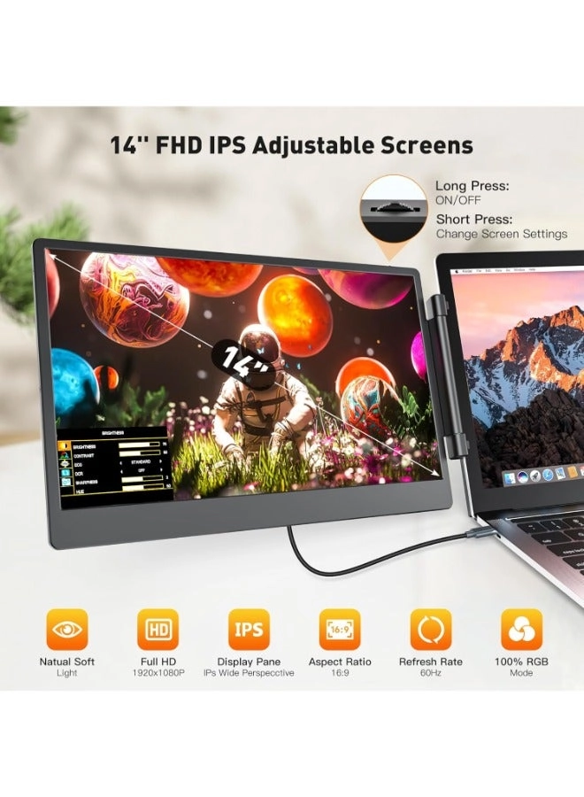S3 Triple Laptop Monitor Extender - A2-S3 14" 1080P FHD IPS