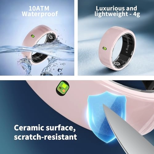 Ceramic Touch Smart Ring - Heart Rate Blood Oxygen 5ATM Waterproof