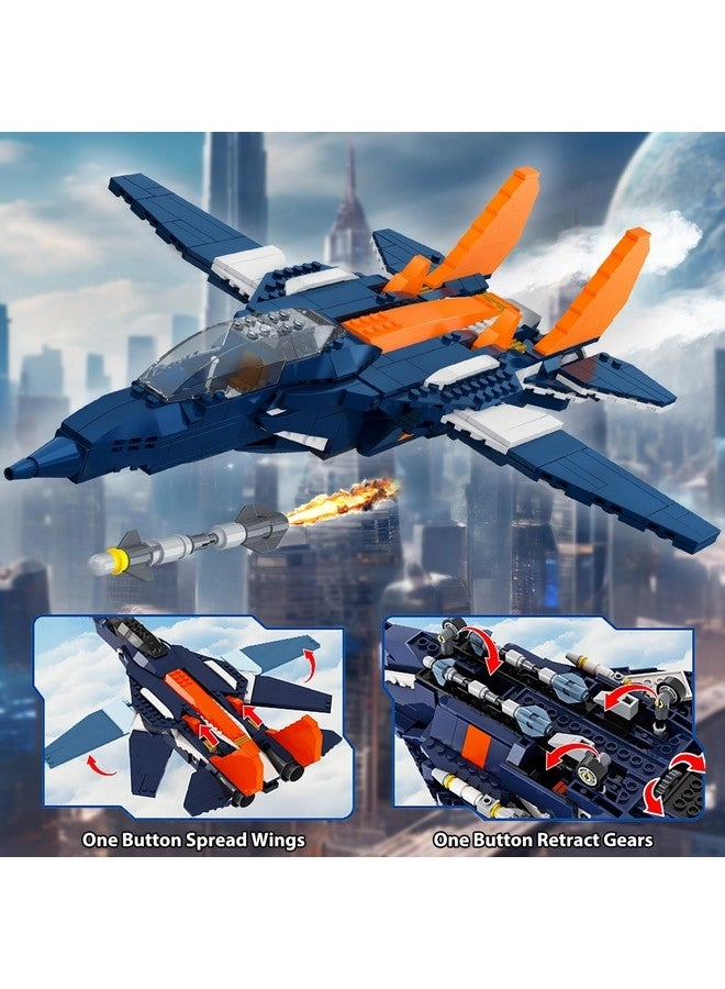 Fighter Jet Plane + Military Propeller Aircraft Gunship + Vehicle Rocket Launcher Speedboat