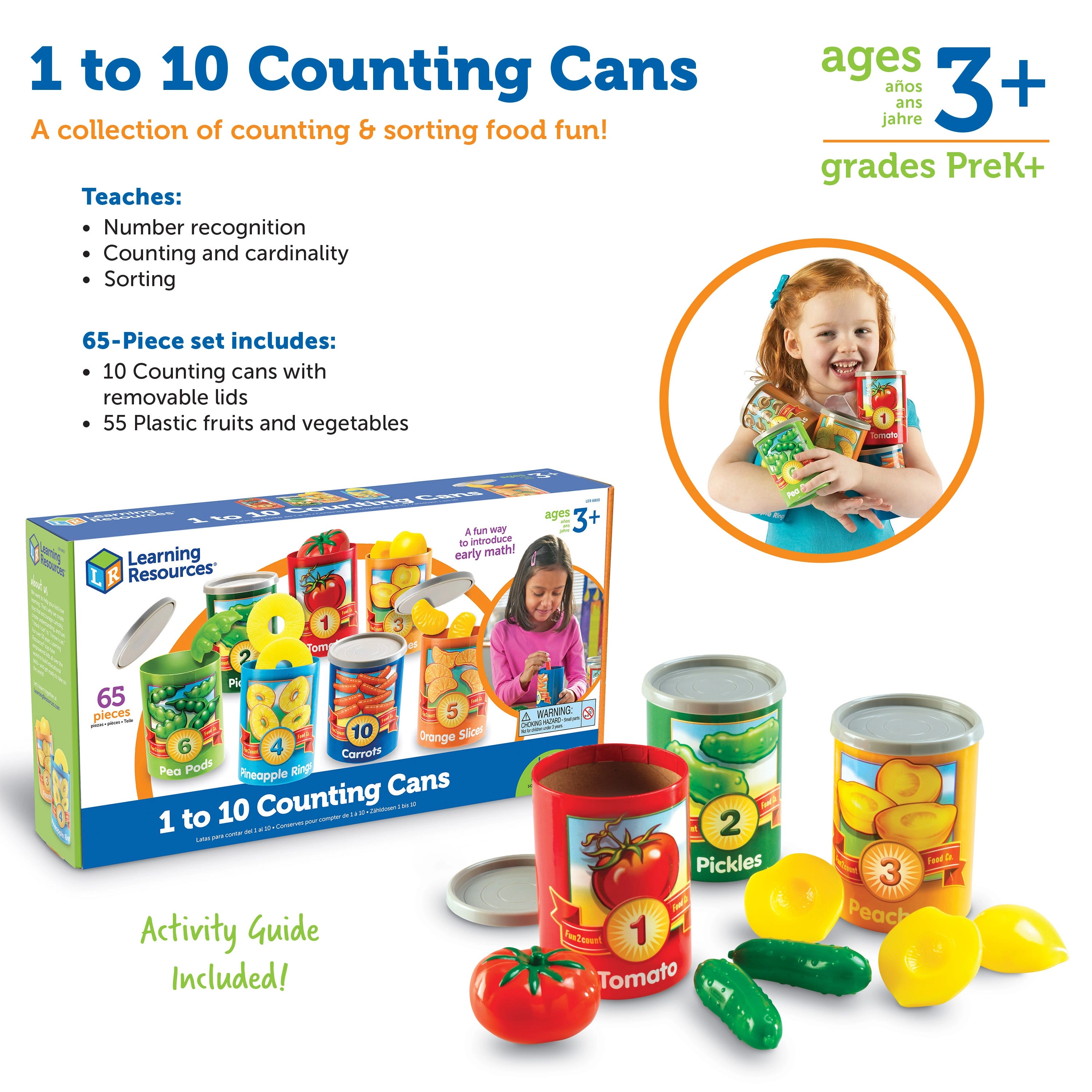 1 To 10 Counting Cans - Suitable for 3 years & above 55 pieces