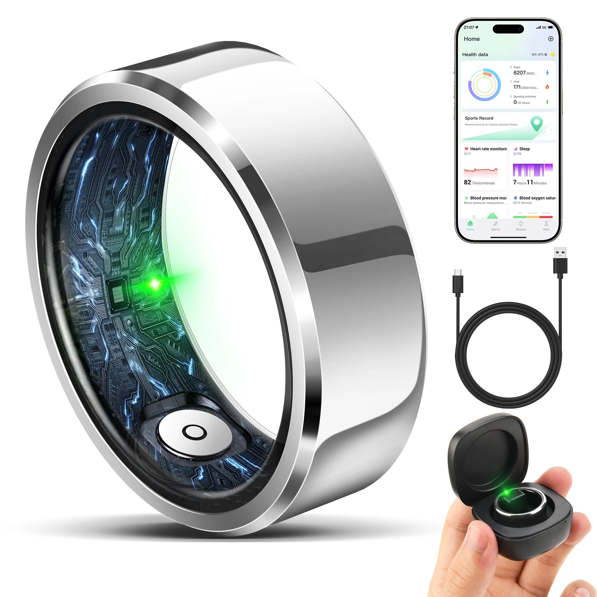 Smart Ring - Heart Rate SpO2 5ATM Waterproof