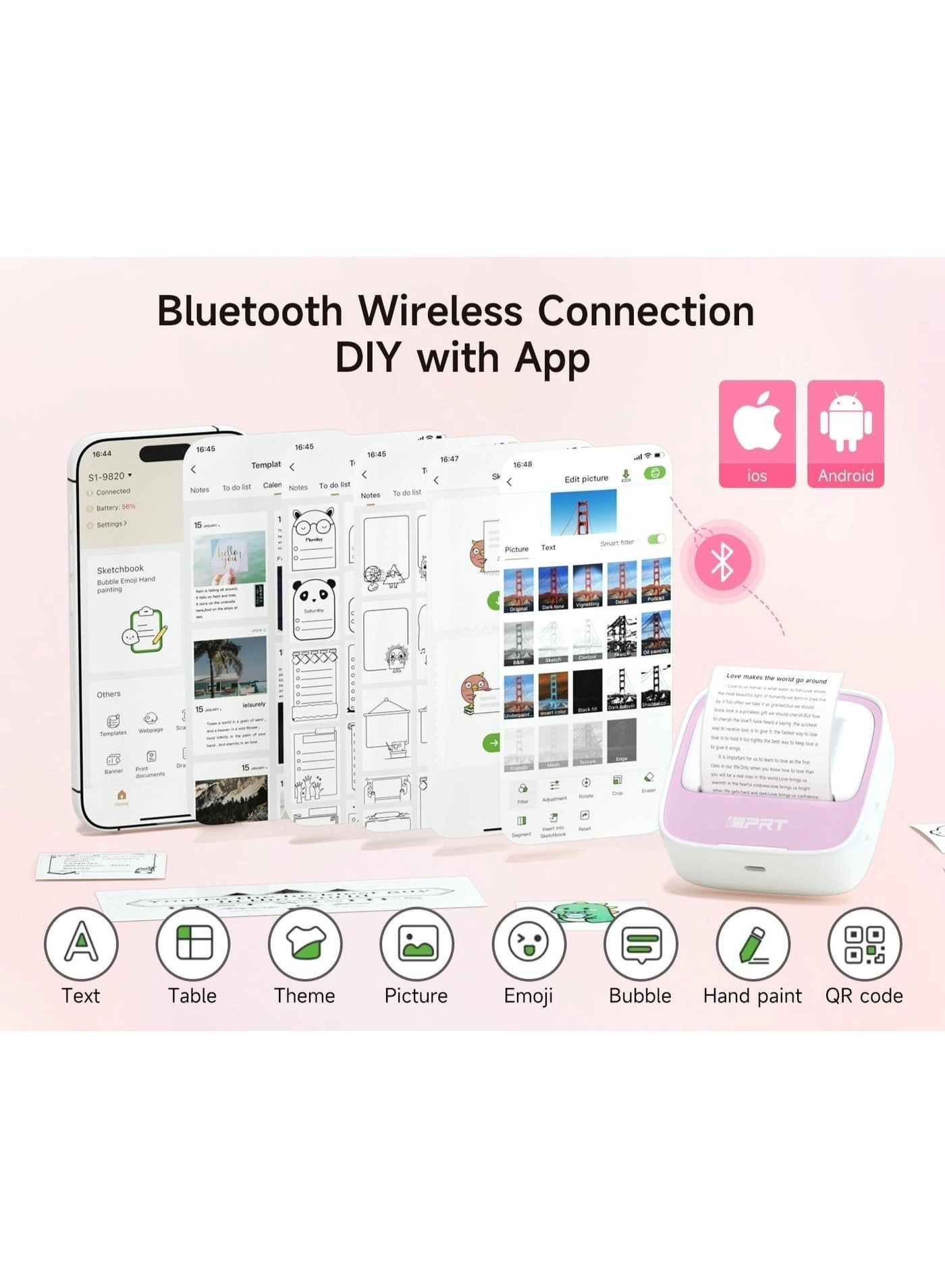 Portable Sticker Maker - Thermal Printer 1 Roll Sticker Paper Blue