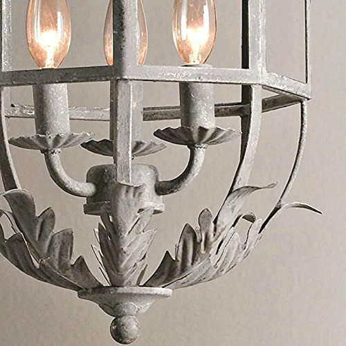 During Princess Children's Room Bedroom Porch Corridor Chandelier,E14 French Style Chandelier,Retro Old Iron Lamp - 3pc