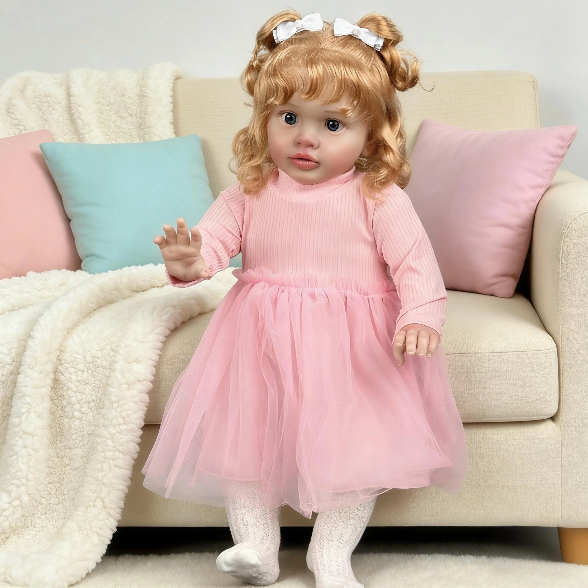 Pippa Reborn Baby Doll - 26 inch Cotton Vinyl Hand-rooted Curly Hair Ages 3+