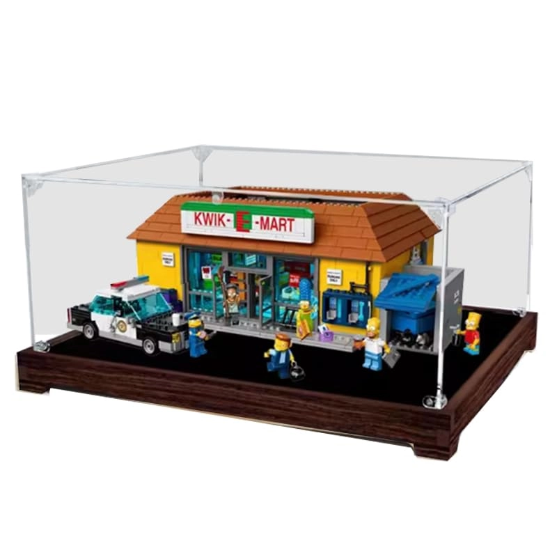 HCAEIOFJ Clear Acrylic Display Case (71016) - Walnut Bottom 16.92x14.17x7.08in.