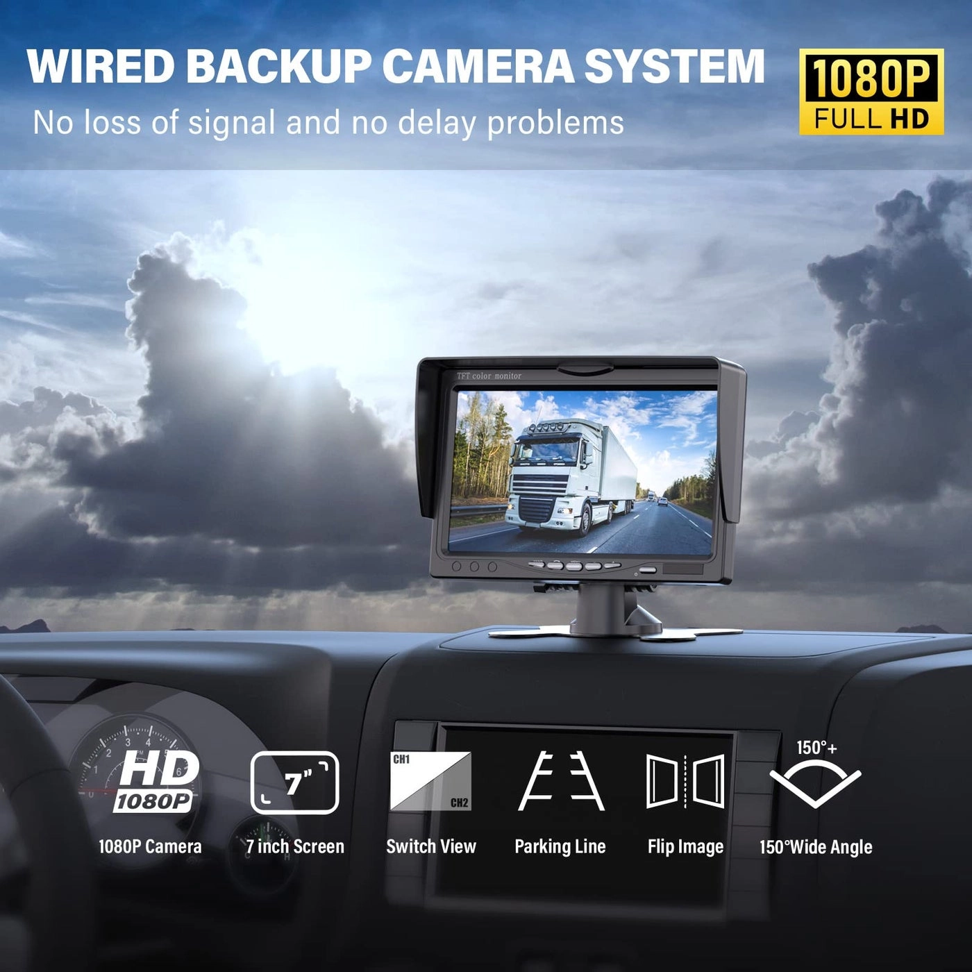Dual Backup Camera Monitor Kit - Night Vision 1920*1080