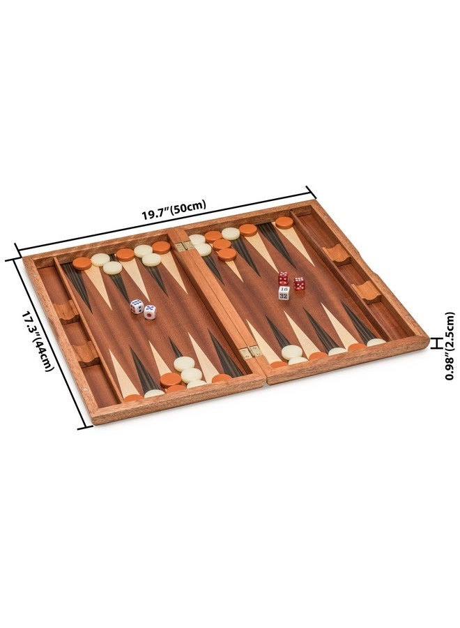 Wood Inlay Backgammon Game Set - Brown Acrylic