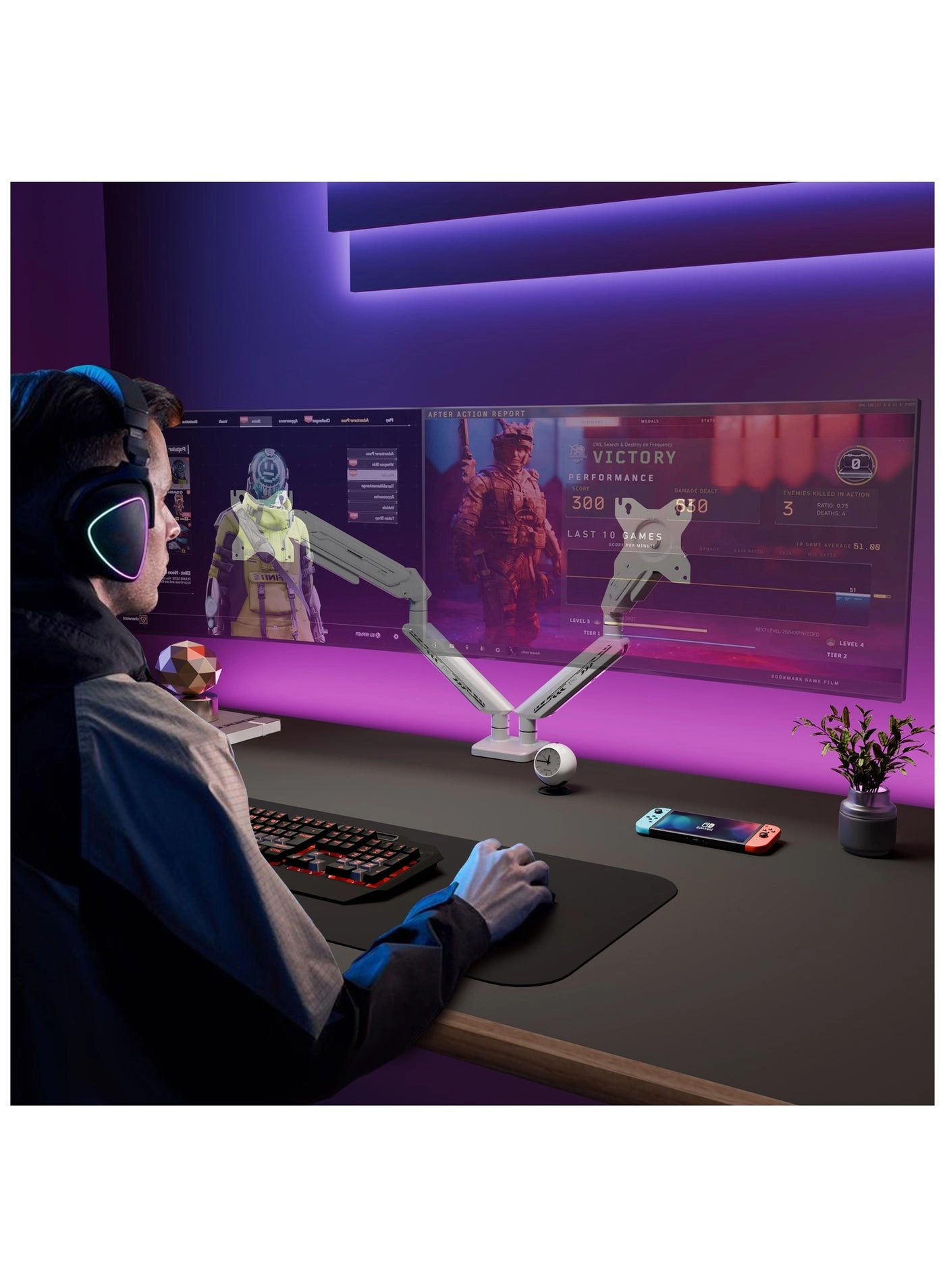 Dual Monitor Arm - Dual 13-32 Inch 75x75/100x100mm