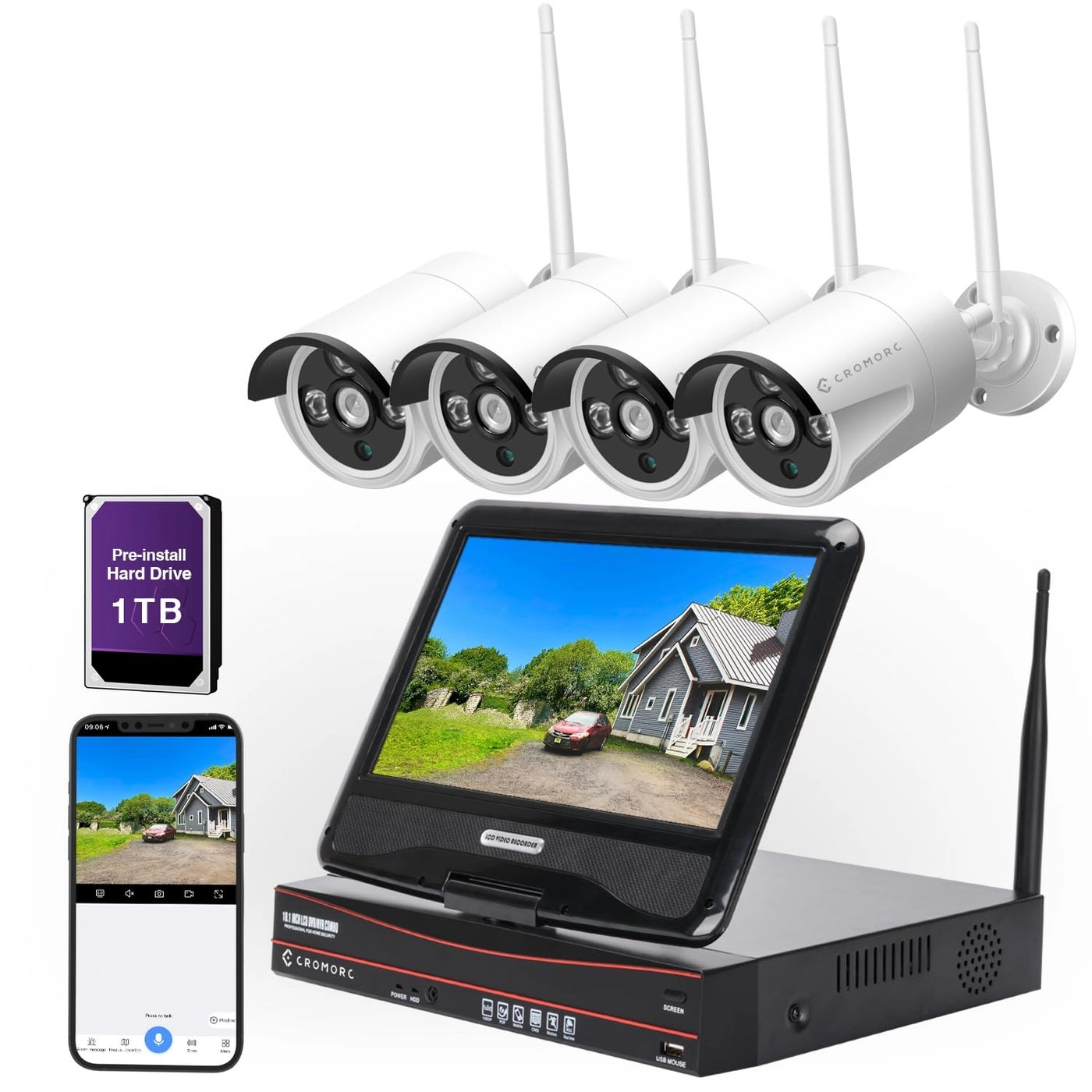 Cromorc Expandable Wireless Security Camera System - 4pcs 10CH 5MP