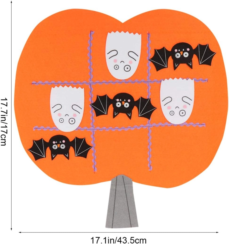 Halloween Felt Tic Tac Toe Game - 43 x 45 x 1 cm ghost-shaped and bat-shaped objects