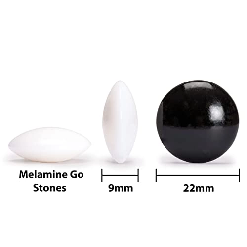 Go Game Set - Bamboo Go Board Double Convex Melamine Stones Bamboo Bowls