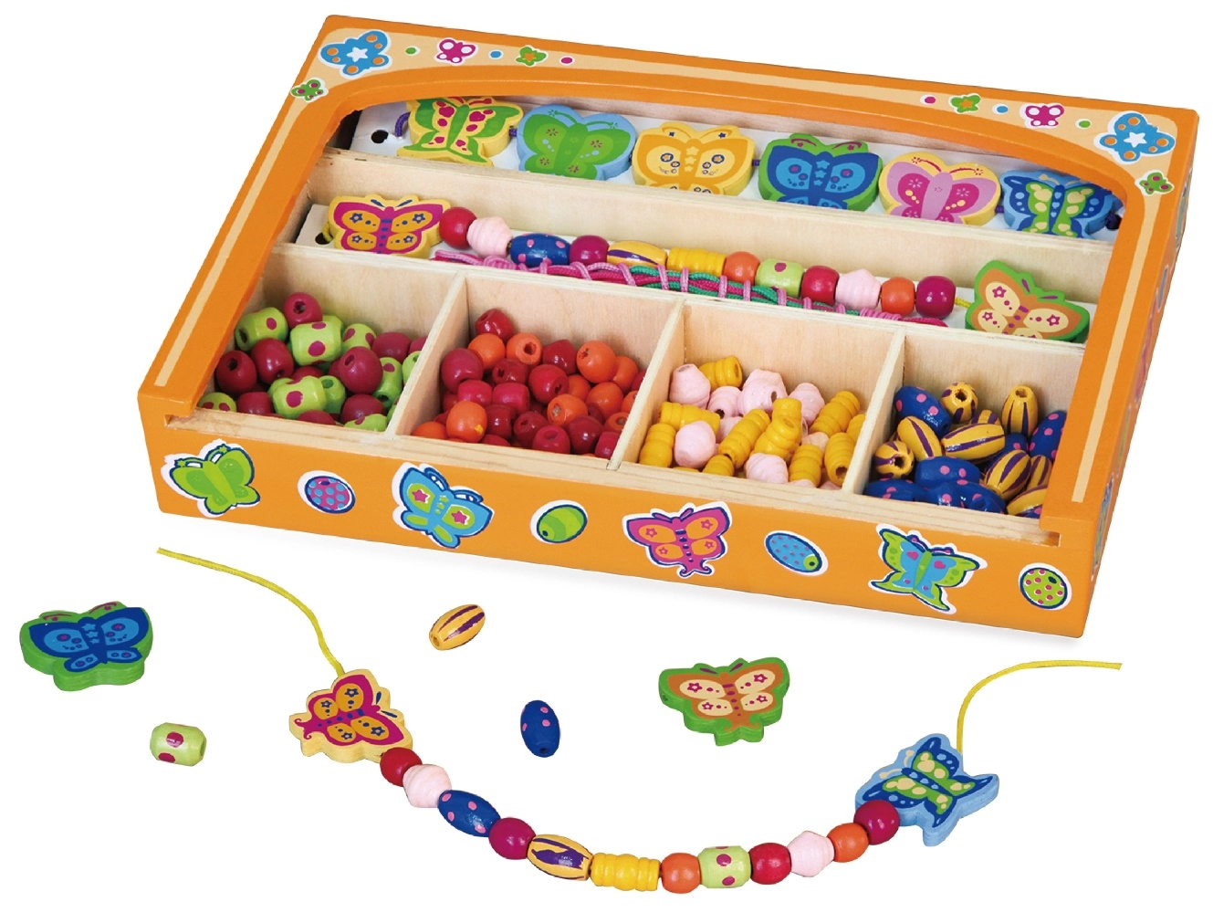 VIGA Making Necklace - Butterfly - 180 beads 5 colourful laces