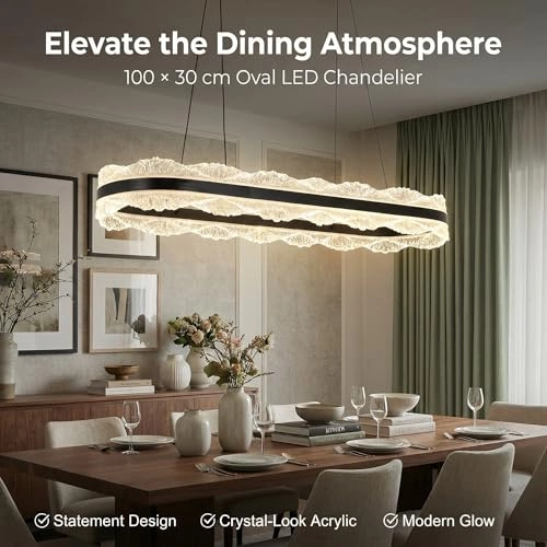 LED Ring Chandelier Oval - 3000K/4500K/6000K Stepless Dimming