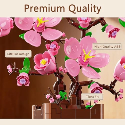 Pink Peach Cherry Blossom Building Block Set - Retro Arcade Game / Super Mario-style Platform Game 632 pcs