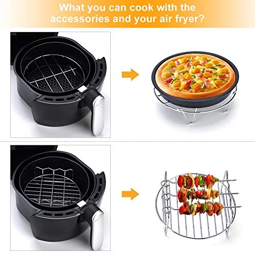 Metal holder + Air Fryer Basket + Baking Pan + Skewer Rack + Cake Barrel + Silicone Mat