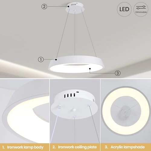 Round LED Chandelier - 3000K–6000K Dimmable