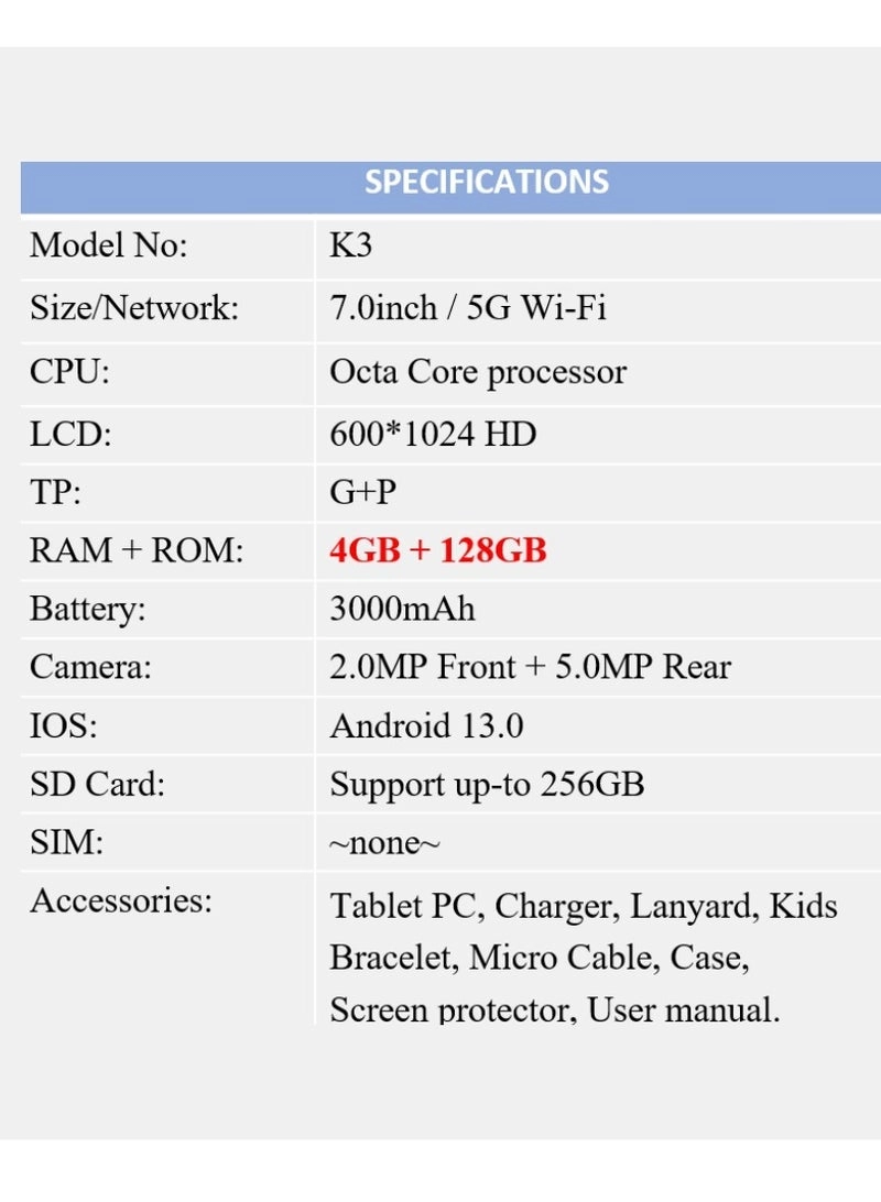 K3 - 4GB 7-inch 128GB