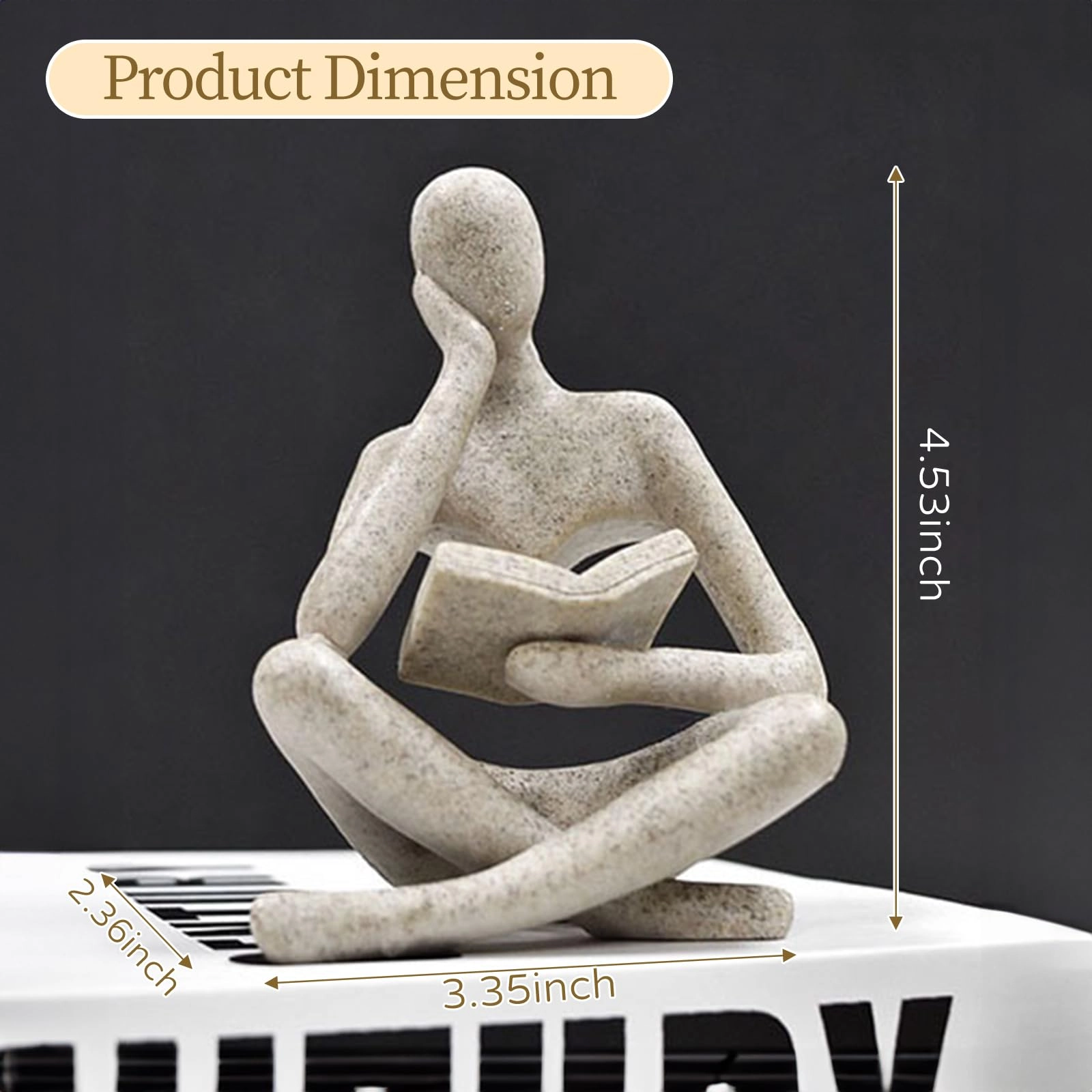 Reading Thinker Statue - Resin