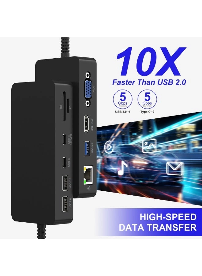 11 in 1 - USB-C PD 100W Dual HDMI RJ45