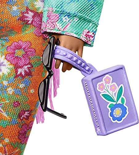 Extra Doll #10 - Extra-Long Pink Braids Floral-Print Jacket & Jogger Set Dj Mouse Pet Ages 3+