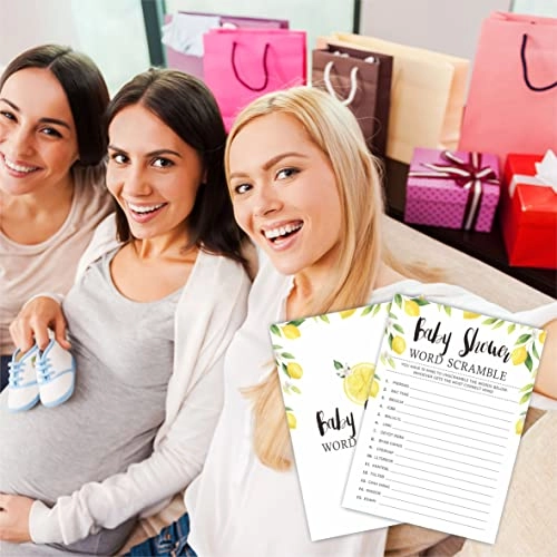 Watercolor Lemon Baby Shower Game Cards - 30 pieces Adult