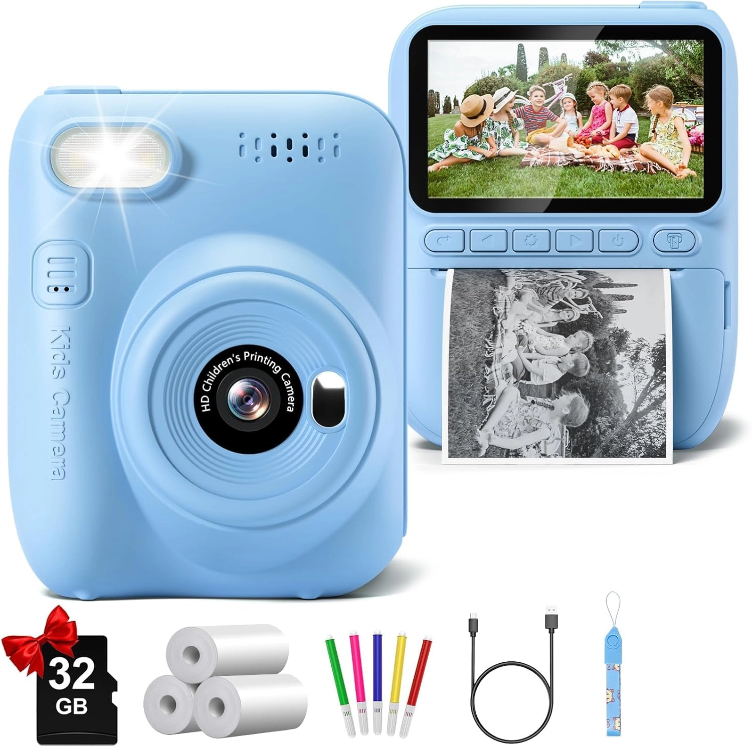 Instant Print Camera - 3.0" 1080P 32GB Pink