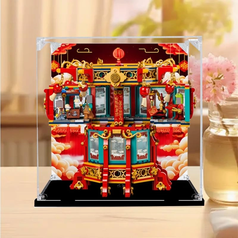 Clear Acrylic Display Case - 25x25x30cm Black Bottom1