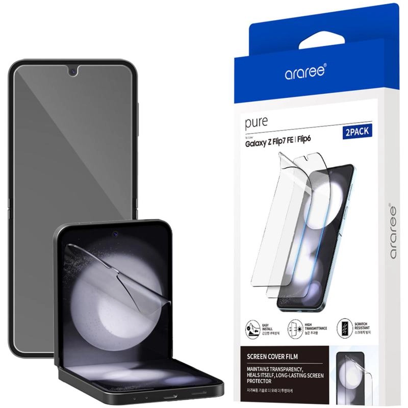 araree Scratch and Fingerprint Protection Screen Protector + Back Protector for Samsung Galaxy Z Flip7 FE (2-Pack)