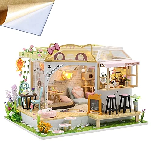 Cat Cafe Wooden Miniature Dollhouse Kit - 1:24