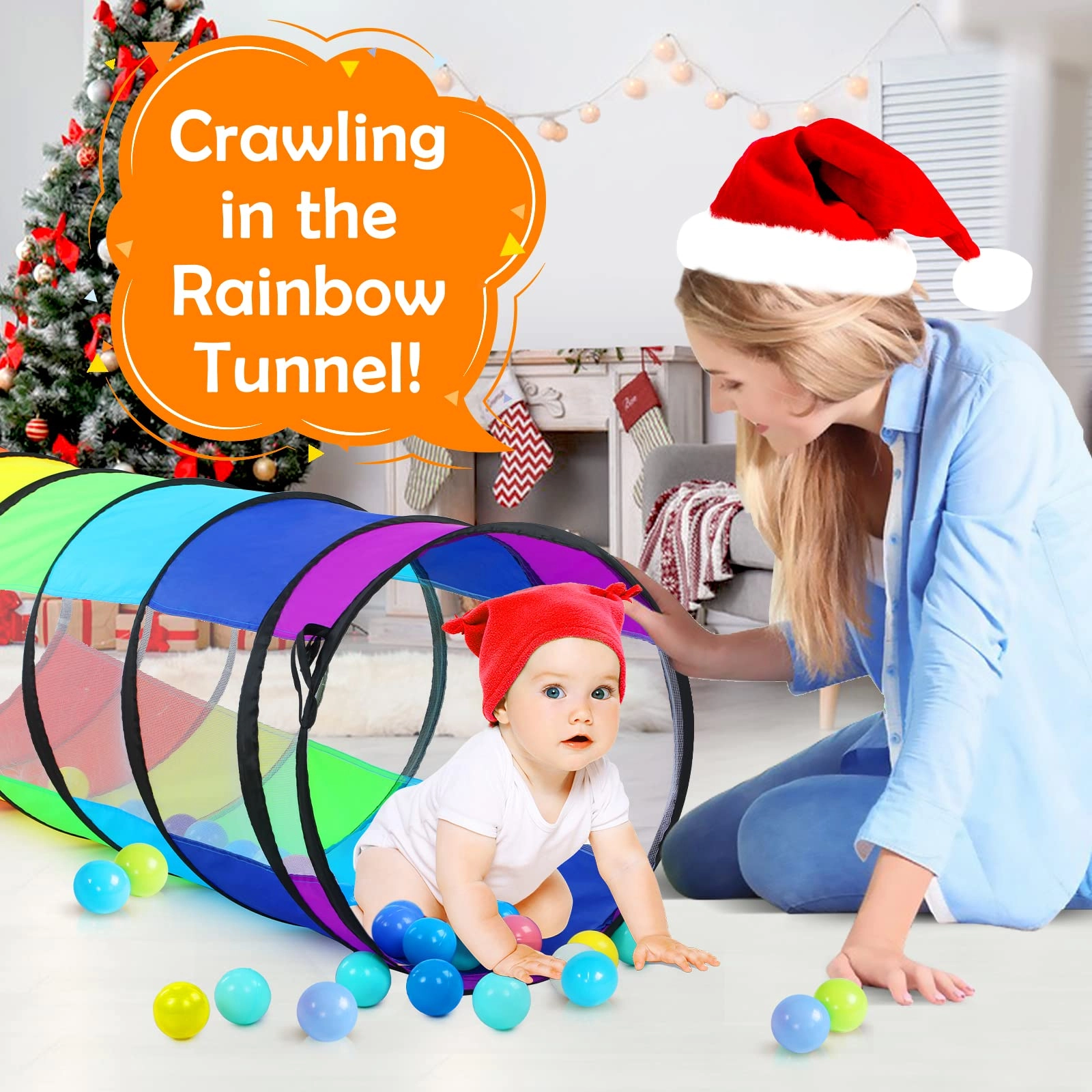 Kids Play Tunnel - Colorful Pop Up Rainbow