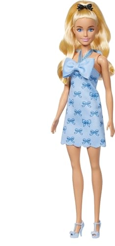 Barbie Fashionistas - #237 Wavy Blonde Ponytail Blue Bow Halter Dress