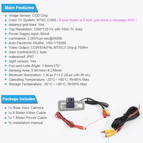 Rear View Camera - Night vision 1280 x 720 pixels