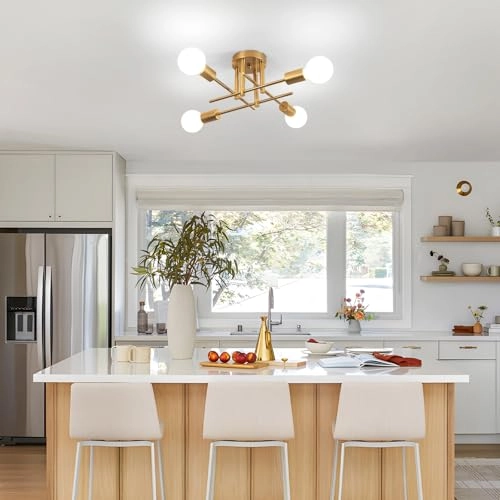 Sputnik Chandelier - 4 Light E27 Gold