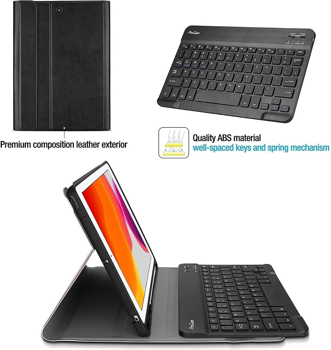 Bluetooth Keyboard Case with Auto Sleep/Wake and Pencil support for iPad (8th generation) 10.2-inch, iPad (7th generation) 10.2-inch, iPad Air (3rd generation) 10.5-inch, iPad Pro 10.5-inch (2017)